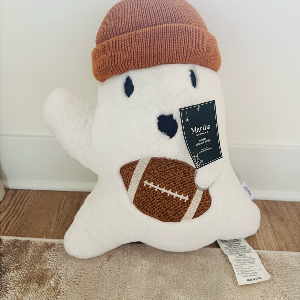 Martha Stewart White Ghost  with Brown Beanie & Football Pillow